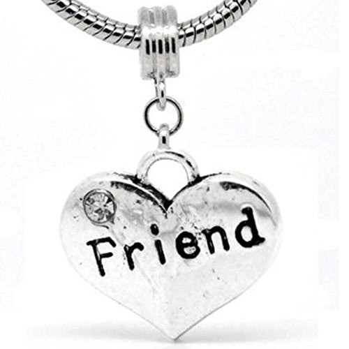 Heart 2 Sided w/  Crystal Stones Friend Charm - Sexy Sparkles Fashion Jewelry
