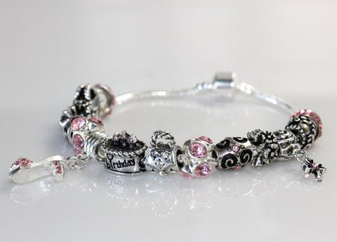 Happy Birthday Snake Chain Charm Bracelet European Style (8.0") - Sexy Sparkles Fashion Jewelry - 3
