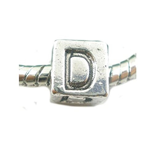 One Alphabet Block Beads Letter D for European Snake Chain Charm Braclets