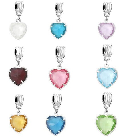 April Clear Cubic zirconia Birthstone Charms Fits European Snake Chain Charm Bracelet - Sexy Sparkles Fashion Jewelry - 2