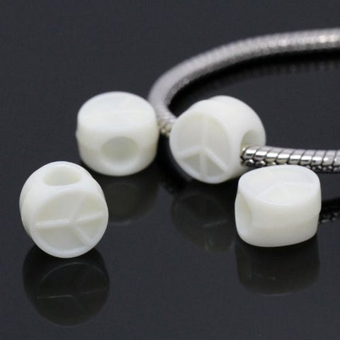 Peace Charm Carved on Ivory Acrylic for Snake Chain Charm Bracelet - Sexy Sparkles Fashion Jewelry - 3