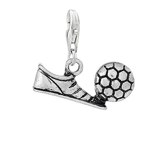 Shoe with Soccer, Football Clip on Pendant Charm for Bracelet or Necklace - Sexy Sparkles Fashion Jewelry