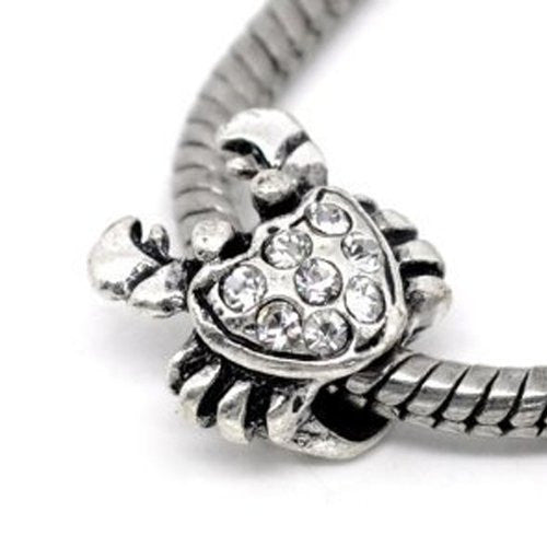 Clear  Rhinestone Crab European Bead Compatible for Most European Snake Chain Charm Bracelet - Sexy Sparkles Fashion Jewelry