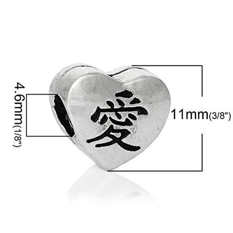 Chinese Love Heart Charm Bead - Sexy Sparkles Fashion Jewelry - 3