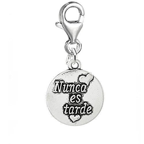 Carved Nunca Es Tarde Clip on Charm for European Charm Jewelry w/ Lobster Clasp - Sexy Sparkles Fashion Jewelry