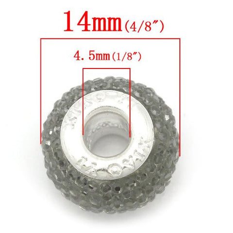 Gray Glitter Charm fits European Snake Chain Charm Bracelets - Sexy Sparkles Fashion Jewelry - 3