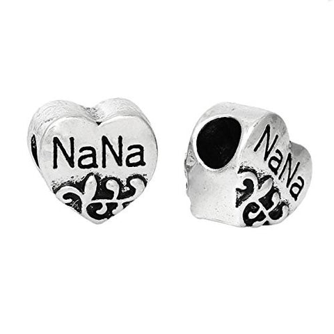 Family Heart Bead Compatible for Most European Snake Chain Bracelet (Nana) - Sexy Sparkles Fashion Jewelry - 2