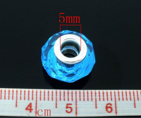 Glass Faceted Style Beads for Snake Chain Charm Bracelet (Aquamarine) - Sexy Sparkles Fashion Jewelry - 3