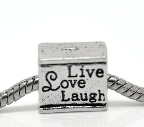Live Love Laugh Charm Cube European Bead Compatible for Most European Snake Chain Bracelet - Sexy Sparkles Fashion Jewelry - 2