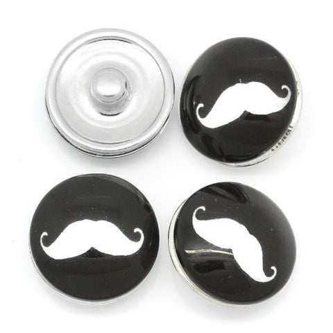 Mustache Design Glass Chunk Charm Button Fits Chunk Bracelet 18mm for Noosa Style Chunk Leather Bracelet - Sexy Sparkles Fashion Jewelry - 3