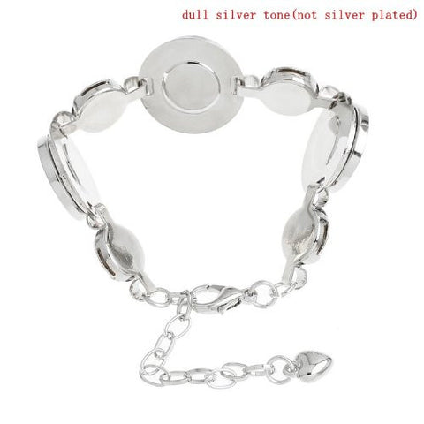 Chunk Lobster Clasp Bracelet Silver Tone Clear Rhinestone & Extender Chain Fit Snaps Chunk Buttons 16.5cm - Sexy Sparkles Fashion Jewelry - 4