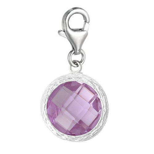Clip on Amethyst Birthstone Charm Dangle Pendant for European Clip on Charm Jewelry w/ Lobster Clasp - Sexy Sparkles Fashion Jewelry