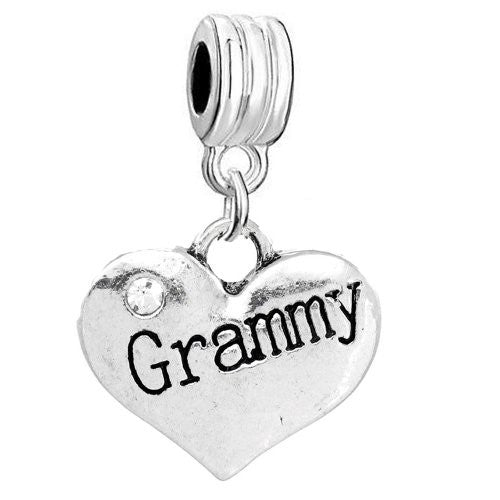 2 Sided Heart w/Crystal Stones For Snake Chain  "Grammy" - Sexy Sparkles Fashion Jewelry