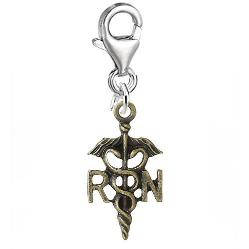 Bronze RN Registered Nurse Clip on for Bracelet and Necklaces - Sexy Sparkles Fashion Jewelry
