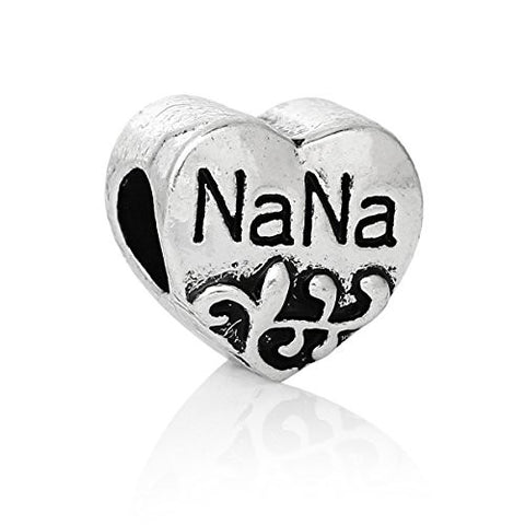 Family Heart Bead Compatible for Most European Snake Chain Bracelet (Nana) - Sexy Sparkles Fashion Jewelry - 1
