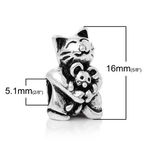 Cat Hugging Mouse Charm Fits All Brand Charm Snake Chain Bracelet - Sexy Sparkles Fashion Jewelry - 2