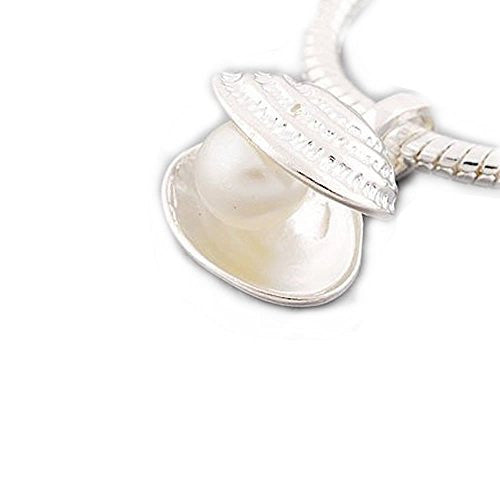 Oyster Shell with Acrylic Pearl Charm European Bead Compatible for Most European Snake Chain Bracelet - Sexy Sparkles Fashion Jewelry - 1