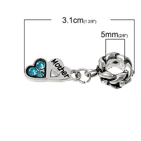 Mother Son Love Heart Charm Bead for Snake Chain Bracelet - Sexy Sparkles Fashion Jewelry - 2