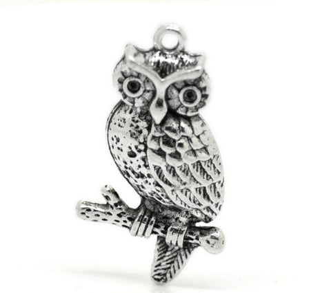 Silver Tone Owl Bracelet Necklace Charm Pendant - Sexy Sparkles Fashion Jewelry - 4