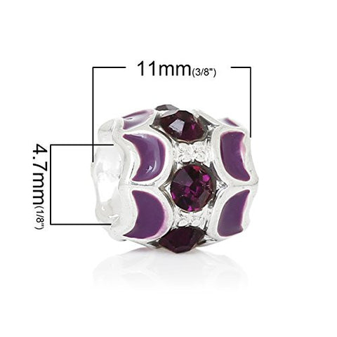 Purple Barrel Moon w/  Crystal Pattern Bead Compatible for Most European Snake Chain Bracelet - Sexy Sparkles Fashion Jewelry - 3