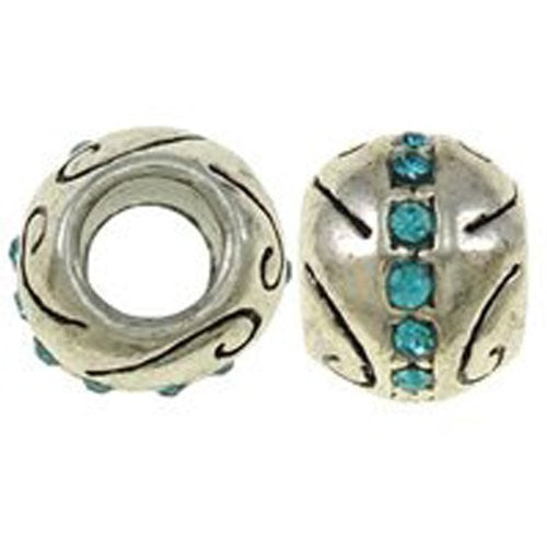 Blue Rhinestone Birthstone Charm Beads for Snake Chain Charm Bracelet