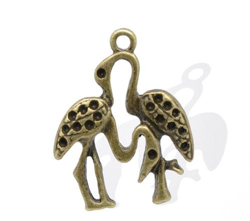 Antique Bronze Plated Base Crane Bird Charm Pendant for Necklace - Sexy Sparkles Fashion Jewelry - 1