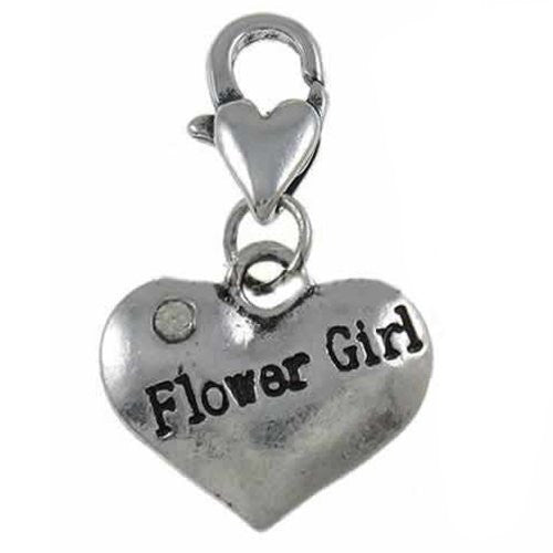 Clip on Flower Girl Charm Dangle Pendant for European Clip on Charm Jewelry w/ Lobster Clasp