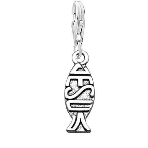 Jesus Fish Religious Clip on Pendant for European Necklace or Bracelet - Sexy Sparkles Fashion Jewelry