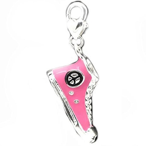Pink Enamel Converse Shoe Charm Pendant for European Clip on Charm Jewelry w/ Lobster Clasp - Sexy Sparkles Fashion Jewelry - 1