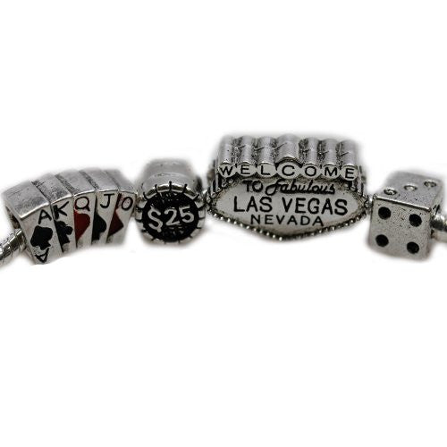 Las Vegas, Casino Chip, Dice and Cards Charm for Snake Chain Bracelet - Sexy Sparkles Fashion Jewelry