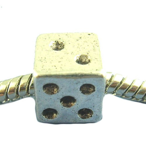 Dice Charm European Bead Compatible for Most European Snake Chain Bracelet