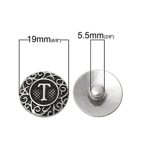 Alphabet Letter T Chunk Snap Button or Pendant Fits Snaps Chunk Bracelet - Sexy Sparkles Fashion Jewelry - 3