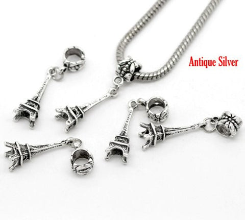 Eiffel Tower Charm 3D Dangle Charm European Bead Compatible for Most European Snake Chain Bracelet - Sexy Sparkles Fashion Jewelry - 2