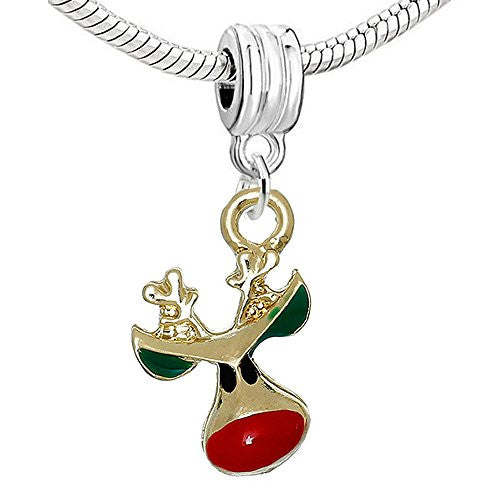 Christmas Reindeer Dangle Charm Bead for European Snake Chain Charm Bracelet