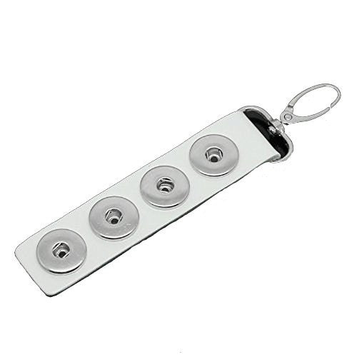 White Real Leather Copper Key Chain w/ Lobster Clasp Fit Snaps Chunk Button - Sexy Sparkles Fashion Jewelry - 1