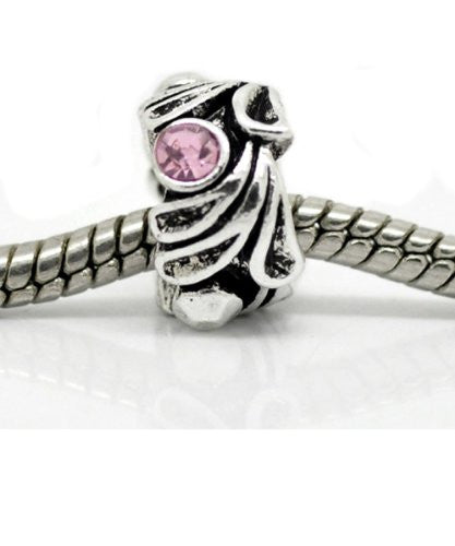 Light Pink  Rhinestone Charms Spacer Beads For Snake Chain Bracelets