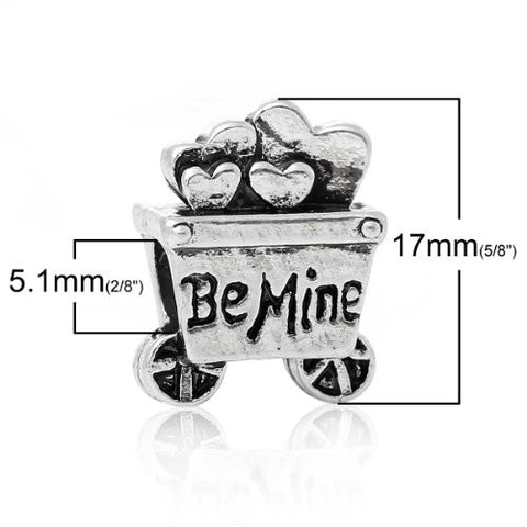 Be Mine Cart Full of Hearts for Snake Chain Charm Bracelet - Sexy Sparkles Fashion Jewelry - 2
