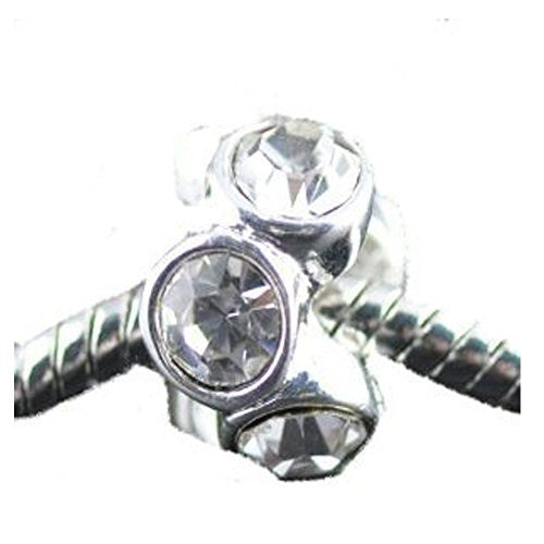Silver Plated Clear Rhinestone Spacer Beads Fit European Bracelet - Sexy Sparkles Fashion Jewelry