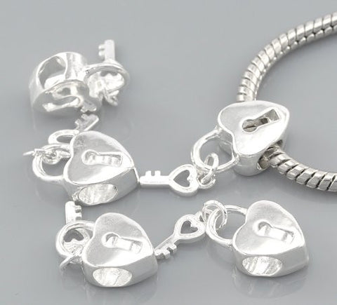 Key to my Heart Dangling Key Top Quality Charm Spacer Beads For Snake Chain Charm Bracelet - Sexy Sparkles Fashion Jewelry - 3