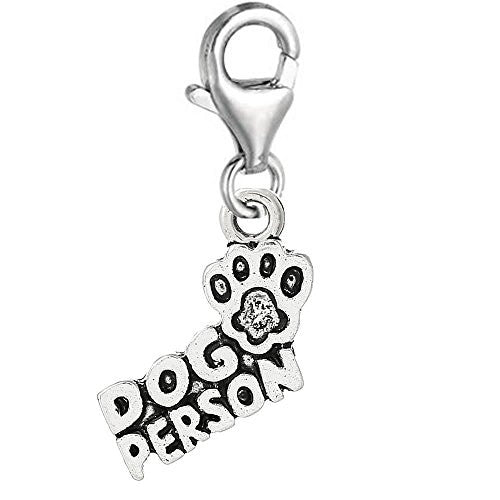 Dog Person with Paw Clip On Pendant for European Charm Jewelry w/ Lobster Clasp