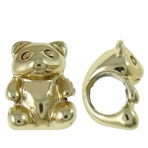 Gold Tone Teddy Charm Spacer European Bead Compatible for Most European Snake Chain Bracelet