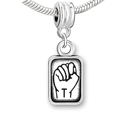 Sign Lauguage Charms Alphabet Letter European Bead Compatible for Most European Snake Chain Bracelet (T) - Sexy Sparkles Fashion Jewelry