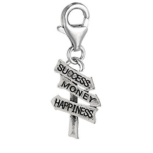 Success, Money, Happiness Vinatage Road Sign Clip on Charm for European Charm Jewelry w/ Lobster Clasp - Sexy Sparkles Fashion Jewelry