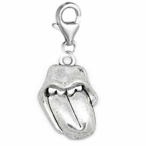 Open Mouth with Tongue Sticking Out Pendant for European Clip on Charm Jewelry w/ Lobster Clasp - Sexy Sparkles Fashion Jewelry - 2