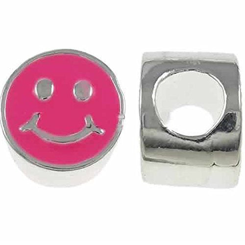 Fluorescent Pink Happy Face Charm Spacer European Bead Compatible for Most European Snake Chain Bracelet - Sexy Sparkles Fashion Jewelry