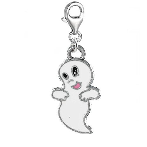 Halloween Clip on Cute Ghost Charm Charm Pendant for European Clip on Charm Jewelry w/ Lobster Clasp
