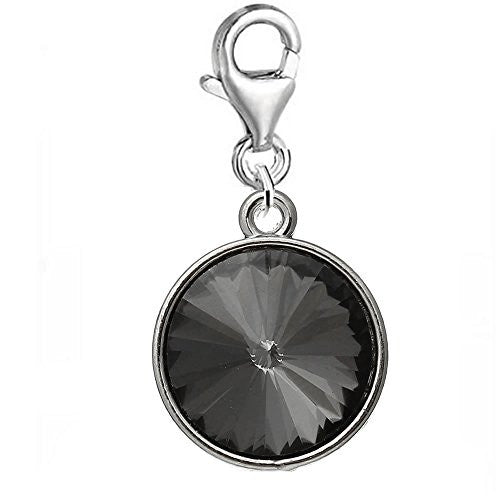Round Grey Rhinestone Clip on Charm Pendant for European Charm Jewelry - Sexy Sparkles Fashion Jewelry