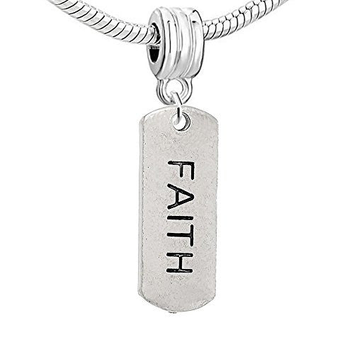 Dog Tag Inspiration/Strength Charm Bead (Faith) - Sexy Sparkles Fashion Jewelry