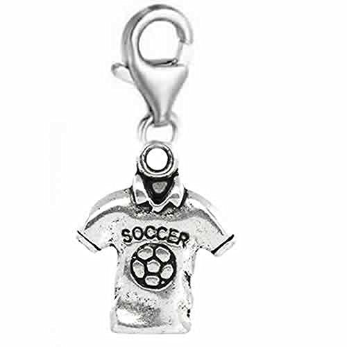 Clip on Soccer Shirt Charm Dangle Pendant for European Clip on Charm Jewelry with Lobster Clasp - Sexy Sparkles Fashion Jewelry