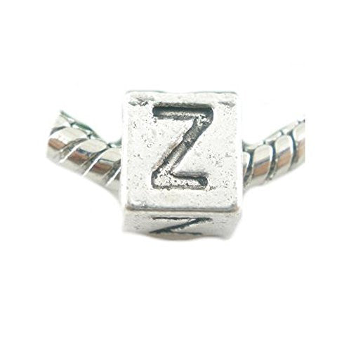 One Alphabet Block Beads Letter Z for European Snake Chain Charm Braclets